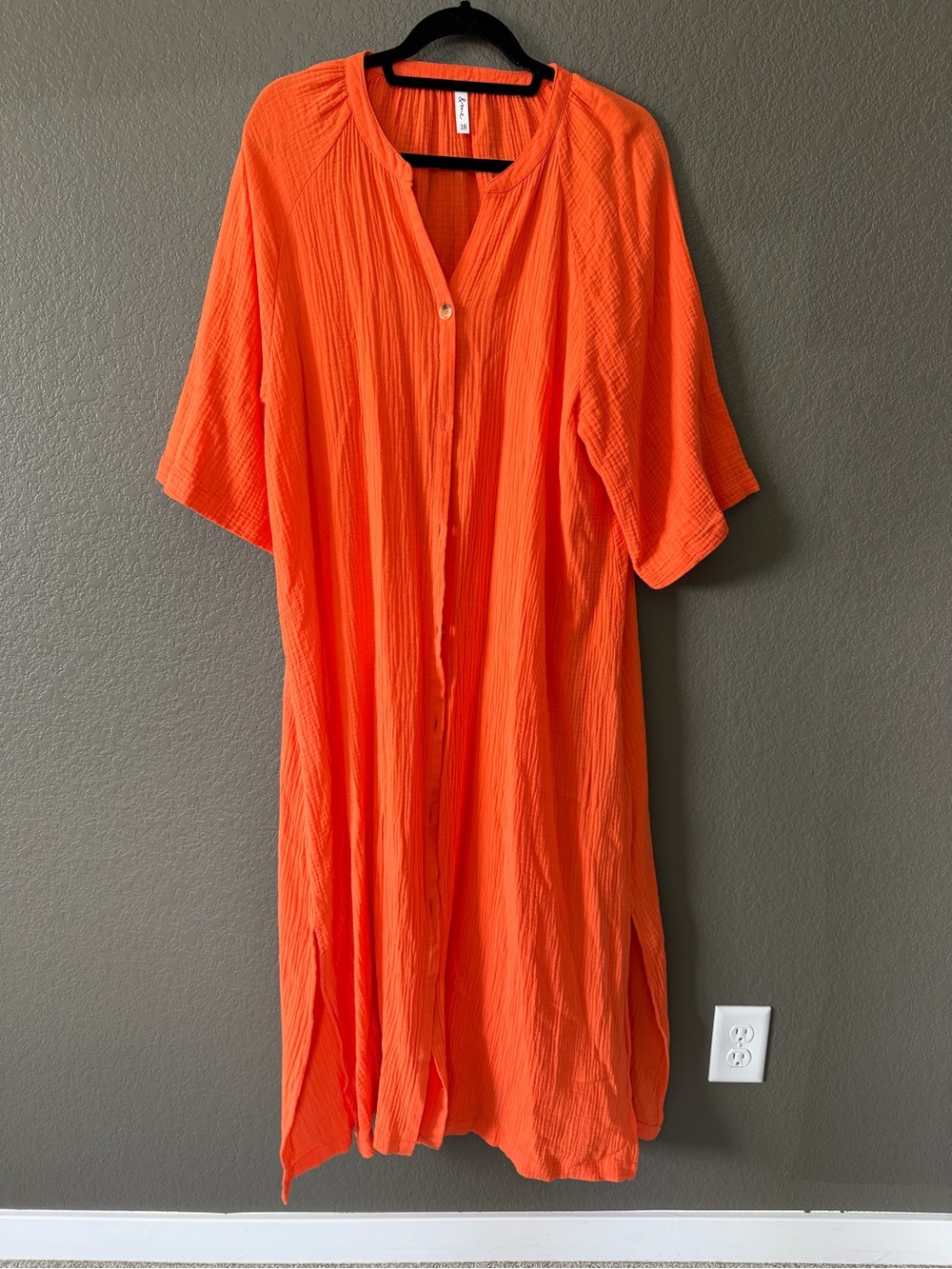 ME Makeover Essentials Vibrant Orange Maxi Shirt Dress
